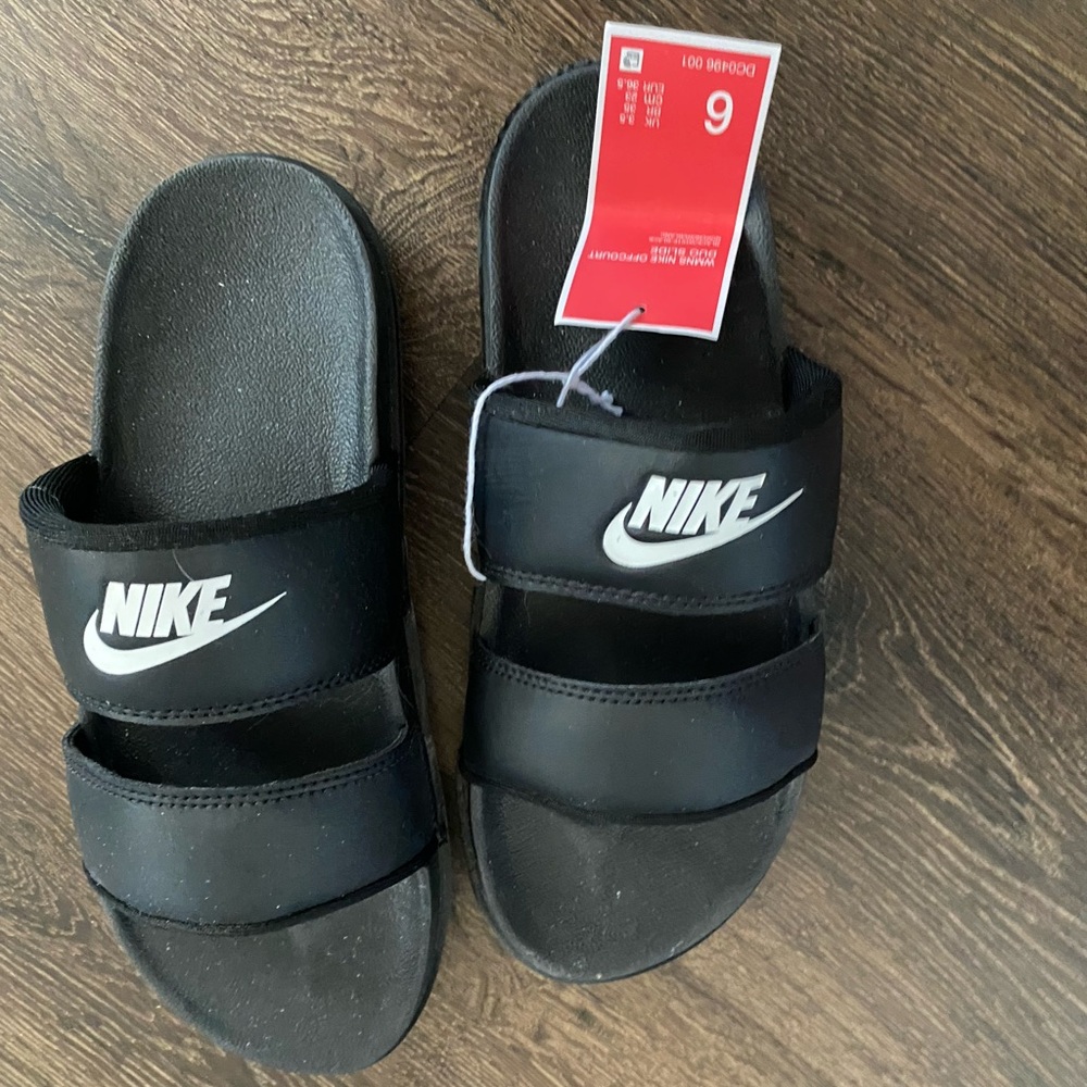 Nike Black and White Slide Sandals